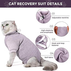 Dotoner Cat Surgery Recovery Suit for Female Male Anti-Licking Pet Surgical Pajamas Long Sleeve Prevent Shedding Cat Spay Recovery Suit&E Collar Alternative Bodysuit for Cats
