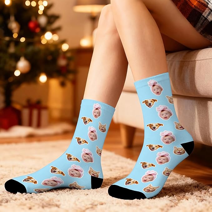 Artsadd Personalized Pajamas with Faces for Women Men Custom Christmas Pajamas Gifts for Family Couple, Funny Photo Pjs