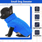Dog Sweaters for Small Dogs Winter Dog Clothes Turtleneck Puppy Sweater Warm Pet Clothes Knitted Solid Cat Sweater Dogie Outfit XS~L(L-Blue,M)