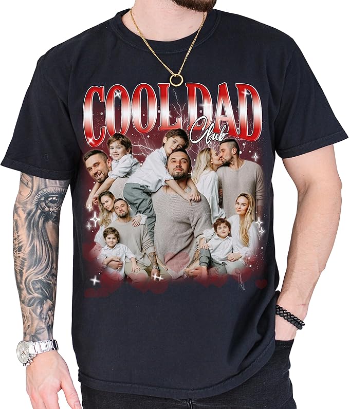 Custom Dad Shirt Personalized Picture T-Shirt for Men for New Dad Daddy Gift for Grandpa