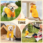 Small Dog Hoodie Soft Warm Fleece Fall Winter Dog Clothes Cute Puppy Sweaters Cat Coat Funny Blank Pullover Doggy Hooded Sweatshirts for Small Dogs Chihuahua Costumes Kitten Outfits(Yellow,XS)