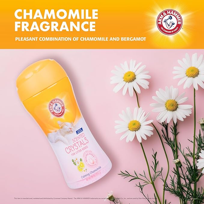 Arm & Hammer for Pets Scented Crystals for Litter Boxes, Calming Chamomile, Soothe the Mood with Every Use; Deodorizing Cat Litter Crystals with Baking Soda and Calming Fragrances, 15 Oz