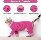 PUMYPOREITY Cat Recovery Suit, Stops Wound Licking After Surgery, Sticky Hair Shirt with Sticky Fabric, Cat Pajamas Prevents Over-Grooming, Pink, S