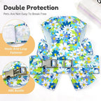 BAEJMJK Dog Harness and Leash Set with Bow Knot No Pull Pet Daisy Floral Harness with D-Ring Soft Mesh Dog Harness Vest Set Escape Proof Princess Puppy Harness for Small Girl Dogs Cats（Blue A S）