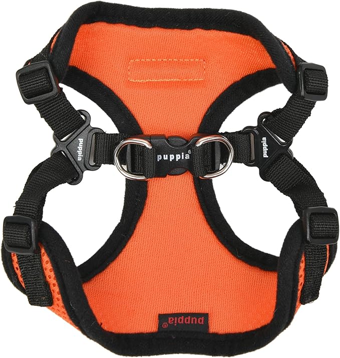 Puppia Dog Harness Comfort Mesh Step-in All Season No Pull No Choke Walking Training Adjustable Neck & Chest for Small & Medium Dog - Orange - M