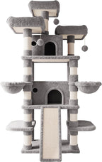 SHA CERLIN 81 Inches Extra Large Cat Tree for Indoor Adult Cats/XXL Big Cat Tower with Condo/Cozy Perches/Sisal Scratching Posts and Hammocks/Activity Center/F80/Heavy Duty/Grey