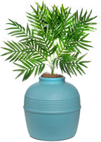 Good Pet Stuff Hidden Litter Box Planter, Decorative Cat Litter Enclosure with Carbon Filter, Artificial Plant, Easy Clean, Indoor Design, Original Round Style, Base Kit, Caribbean Blue