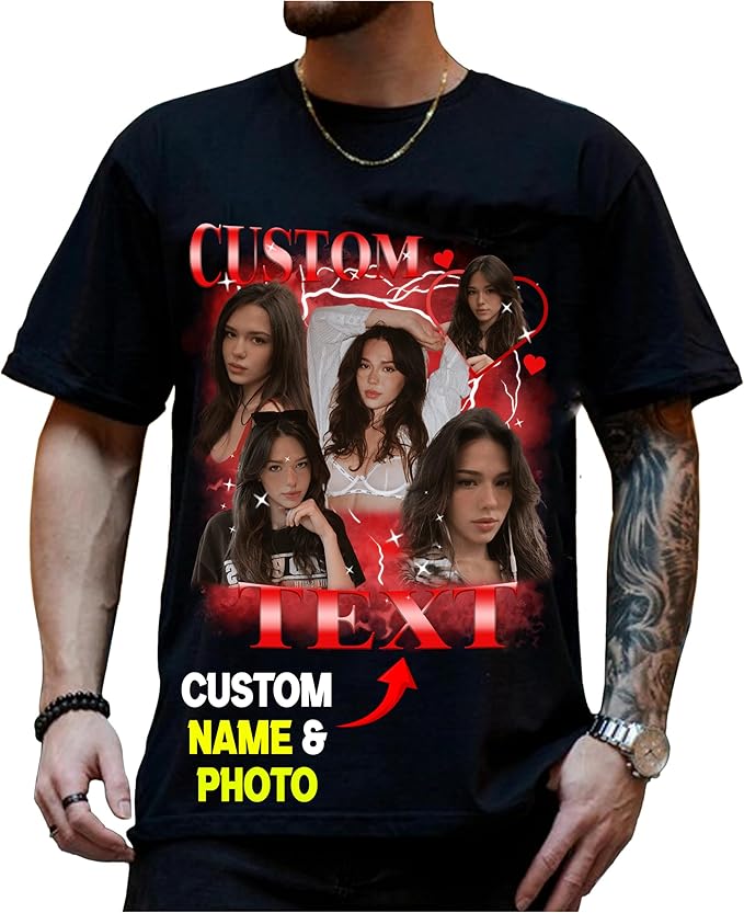 NAZENTI Custom Valentine Shirt Gifts for Boyfriend, Customized Bootleg Rap Tee