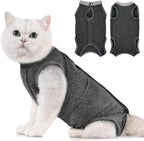 Avont Cat Recovery Suit - Kitten Onesie for Cats After Surgery, Cone of Shame Alternative Surgical Spay Suit for Female Cat, Post-Surgery or Skin Diseases Protection -Darkgrey(L)