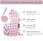 Cat Harness and Leash for Walking Escape Proof, Adjustable Cat Vest Harness, Padded Stylish Cat Walking Jackets, Pink Plaid, X-Small