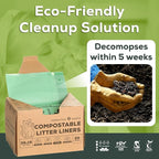 Cat Litter Box Liners 100% Compostable - Drawstring Close - 20 Count - Jumbo Size 36" x 19" - Tear & Leak Resistant - OK Compost Home Certified