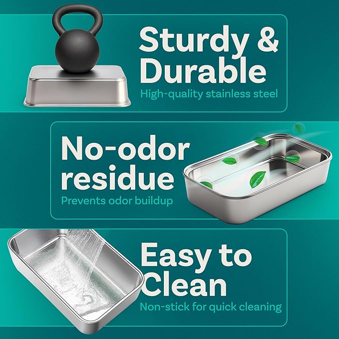 Stainless Steel Cat Litter Box with Lid - XL 3-in-1 Design for Indoor Cats - Stainless Steel Litter Box - Maximum Privacy and Odor Control for Indoor Cats - Green