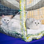 Jetec 2 Pack Cat Hammock for Cage, Catio Accessories Reversible Soft Cats Bed with Adjustable Straps and Hooks Double-Sided Linen and Fleece Hanging Hammock for Cats, Kitten(Geometry Pattern,L)