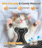 Halypet Cat Harness and Leash Set [MAX Safety 4th-Gen Upgrade] Escape Proof Adjustable Cat Leash Comfortable Soft Vest Easy to Wear Kitten Harness with Reflective Strip for Cats Walking, XS Black
