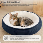 Love's cabin Round Donut Cat and Dog Cushion Bed, 20in Pet Bed for Cats or Small Dogs, Anti-Slip & Water-Resistant Bottom, Super Soft Durable Fabric Pet beds, Washable Luxury Cat Dog Bed Navy Stripe