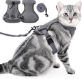 Cat Harness and Leash Set - Escape Proof, Adjustable Breathable Vest Harnesses with Reflective Strips, Easy Control & Secure Walking for Small Medium Large Cats Kitten Collar (Grey, Small)