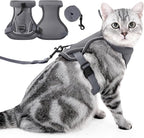 Cat Harness and Leash Set - Escape Proof, Adjustable Breathable Vest Harnesses with Reflective Strips, Easy Control & Secure Walking for Small Medium Large Cats Kitten Collar (Grey, Large)