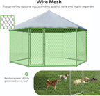 12x12 Outdoor Dog Kennel Outside Heavy Duty Dog Enclosure with Waterproof UV-Resistant Cover & Security Lock (149.6" L x 149.6" W x 95.3" H)