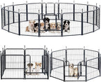 Dog Playpen,Portable Outdoor Dog Fence, Dog Playpen for Large/Medium/Small Dogs, Dog Fences for The Yard,with Doors Foldable Metal (24 inch, 16 Panels)