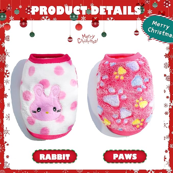 2 Pieces Chihuahua Sweater for Teacup & Extra Small Dogs - Xmas Pet Puppy & Cat Clothing - Warm Winter Clothes (X-Small)