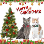 ADOGGYGO Christmas Cat Collars Breakaway with Removable Bow Tie Bell, 2 Pack Red Green Plaid Christmas Bow Collar for Cats Kittens