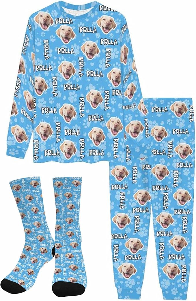 Artsadd Personalized Pajamas with Faces for Women Men Custom Christmas Pajamas Gifts for Family Couple, Funny Photo Pjs