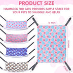 8 Pcs Reversible Cat Hammock Plush Ferret Hammock Hanging Bed with Straps and Metal Hooks Cage Accessories for Indoor Kitten Puppy Rabbits Feral Animals Rehab and Shelters(Heart Style)
