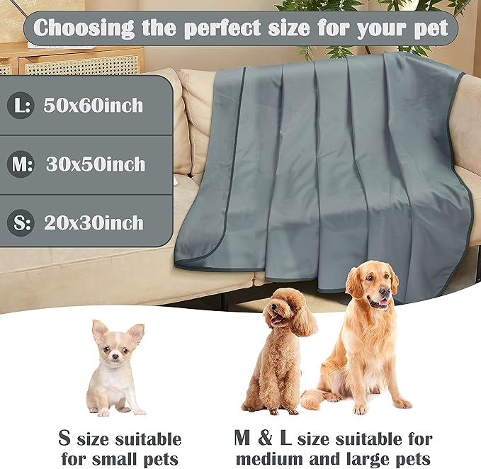 Kritter Planet Waterproof Cooling Dog Mat, Soft Pet Blanket for Summer, Lightweight Outdoor Mat, Reversible Furniture Cover, 50 x 60 inch, Grey