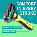 Maxpower Planet Pet Grooming Brush - Double Sided Shedding, Dematting Undercoat Rake for Dogs and Cats - Extra Wide Dog Grooming Brush - Yellow