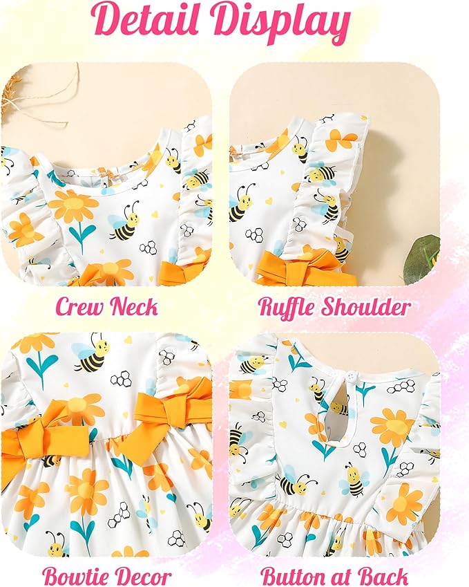 Mioglrie Baby Girl Dress Summer Girl Clothes Infant Outfits Newborn Ruffle Sleeveless Sundress Cute Dresses for Girls