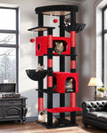 Globlazer Gothic Heavy Duty Cat Tree, 74in Sturdy Goth Cat Tower for Large Cats Adult Big Cat Tree with 7 Scratching Posts, 2 Padded Spacious Condos, 2 Hanging Baskets, Enlarged Perch, S74, Red Black