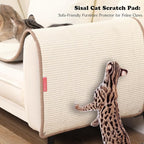 66.93x19.68x0.32 Inch Thickened Cat Wall Scratcher Carpet, Cat Climbing Wall, Durable Furniture, Tall Scratching Post, Scratchers for Indoor Cats, Couch Sofa Protector (Beige)