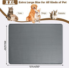 Cat Food Mat, 50" x 35" Extra Large Silicone Pet Feeding Mat with Raised Edge Pet Placemat for Food and Water Bowl Non-Slip, Easy to Clean, Floor Protection (Dark Grey)