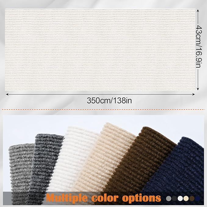 Cat Scratch Furniture Protector - 138" x 17" Trimmable Self-Adhesive Cats Claws Scratch Pads, DIY Cat Climbing Couch Protector for Scratch Post Cat Tree Replacement Indoor (Cream White)