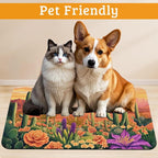 Pet Feeding Mat,Cactus Absorbent Dog Cat Food Mat Desert Dog Mat with Rubber Backing,Non-Slip Water Bowl Placemat,Pet Supplies 12" x 20"