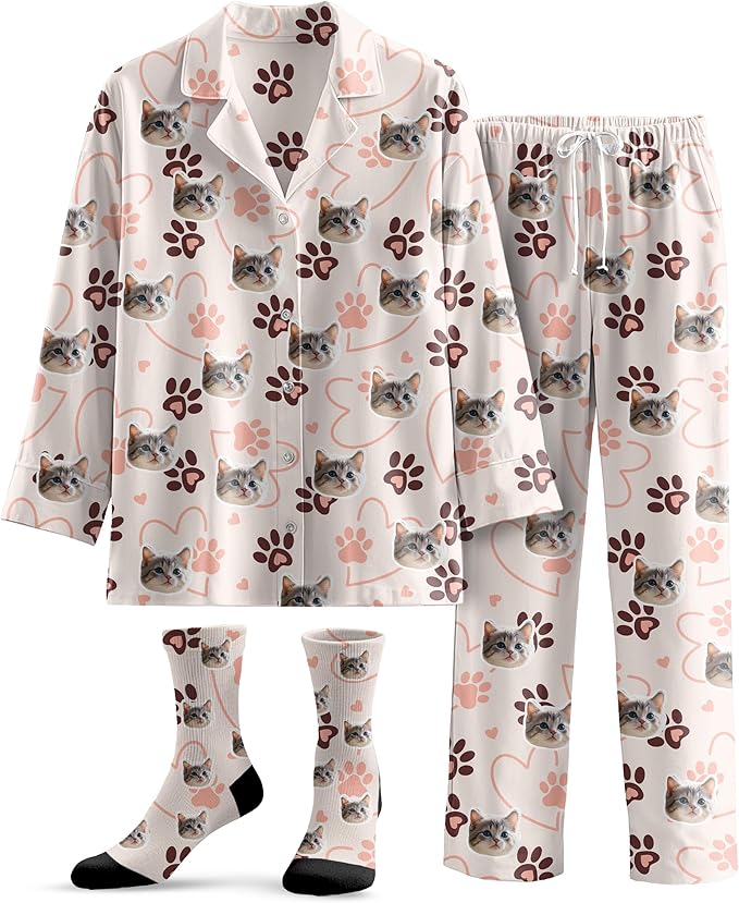 Printualist Personalized Pajamas with Faces – Custom Photo Pajama Sets for Men Women Family Pet Matching Couple Pjs Xmas Gift