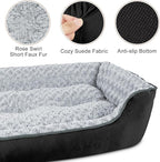 JOEJOY Rectangle Dog Bed for Large Medium Small Dogs - Washable Orthopedic Sofa Bed, Soft Breathable Puppy & Pet Cuddler, Durable Calming Dog Bed with Anti-Slip Bottom, Multiple Sizes, Black