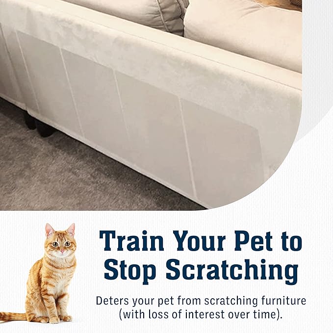 6 Pack XL Anti Cat Scratch Furniture Protector - Couch Protector from Cat Claws w/Twist Pins - Heavy Duty, Strong, Clear, Easy-to-Apply Scratching Deterrent and Shield for Sofa