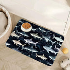 Cute Shark Dog Cat Food Mat,Absorbent Pet Feeding Mat with Rubber Backing,Non-Slip Water Bowl Placemat,Indoor Pet Accessories Supplies 12"x20"