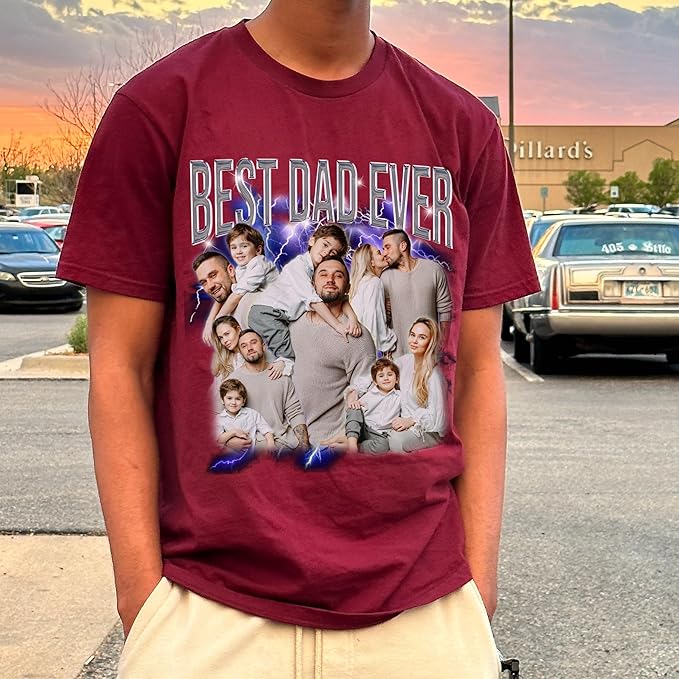 Custom Dad Shirt Personalized Picture T-Shirt for Men for New Dad Daddy Gift for Grandpa
