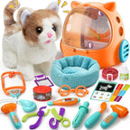 17PCS Interactive Cat Toys for Kids, Toys for 3 4 5 6 7 8 Year Old Girls Kids Boys, Walking & Meowing Cat Toy with Sound, Veterinarian Playset for Toddlers, Idea Birthday Gifts for Little Girls