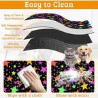 Neon Stars Dog Food Mat,Bright Colorful Absorbent Pet Feeding Mat for Food and Water Bowl,Quick Dry Dog Placemat Non Slip Rubber Backing Waterproof Pet Supplies 16" x 24"