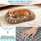 Orthopedic Dog Bed for Large Dogs, Comfort-Sided Calming Pet Bed with Breathable Memory Foam, Plush Faux Rabbit Fur & Non-Slip Bottom, Machine Washable with Carry Handle, 35"x27"x5.5", Brown