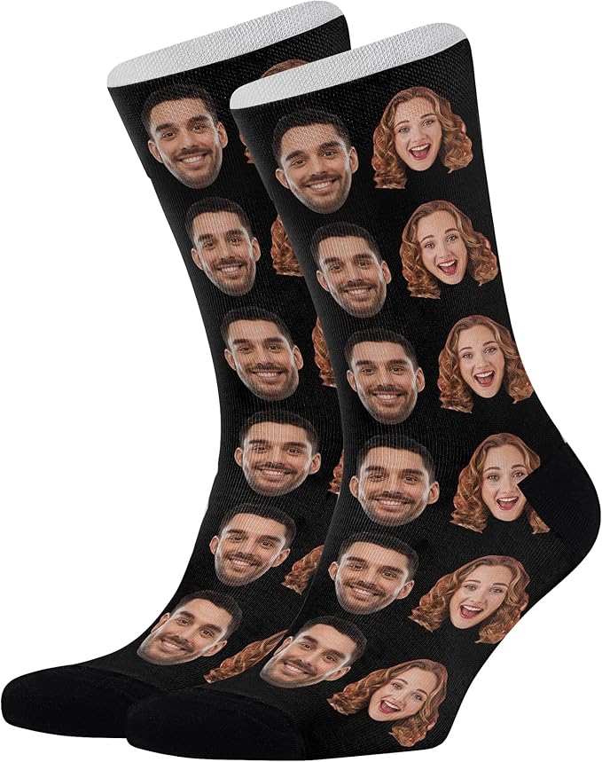 Artsadd Custom Face Socks for Dad Fathers Day Gift Novelty Personalized Photo Pet Socks Customized Crew Sock -Made In USA