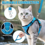 PUPTECK Cat Harness and Leash Set Escape Proof Reflective Cat Walking Harness Adjustable Soft Breathable Mesh Vest for Small Pets, Blue, M