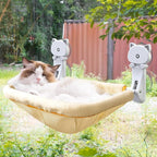 Cat Window Perch Cordless, Foldable & Stable Cat Beds- Breathable Cat Window Hammock for Overlooking, Sunbathing and Climbing - Maximum Hold Up to 40lb(Cream)