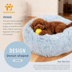 Calming Donut Dogs Beds for Small Dogs Washable,19inch Fluffy Round Puppy Bed for Puppies,Cats & Toy Breeds with Raised Rim,Fits up to 15 lbs Pets,Gradient Blue