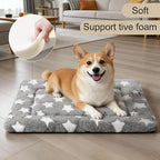 Dog Crate Mat, 4 Piece Reversible Pet Bed, Polyester, Machine Washable, Small Dogs & Cats, Rectangular (Gray Star, 24" L x 18" W x 1.5" Th)