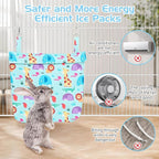 Hamiledyi Rabbit Cooling Pouch with Ice Pack - No Condensation Pad for Bunny Cage Accessories, Washable Cooling Mat for Small Animals (Ferret, Guinea Pig, Chinchilla) in Summer