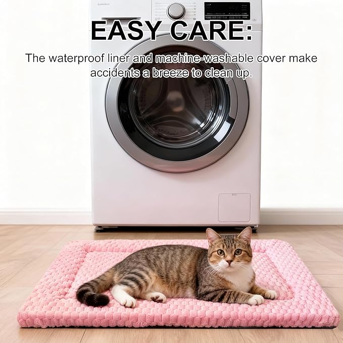 Dog Bed Mat - Dog Crate Pad - Reversible Mat for Pet Comfort - Soft Bed Crate Pads with Dual-Sided Design for All Seasons (Pink, 18" L x 14" W x 1.5" Th)